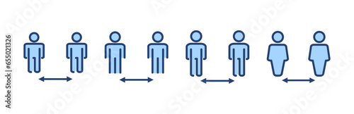 Social distance icon vector. social distancing sign and symbol. self quarantine sign