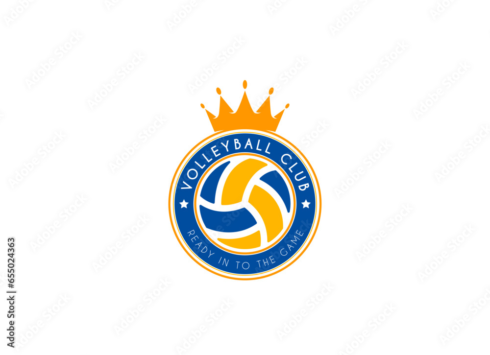 Naklejka premium Volleyball club emblem. Ball badge logo, Volleyball ball team game club elements, Vector Logo Illustration Fit to championship or team
