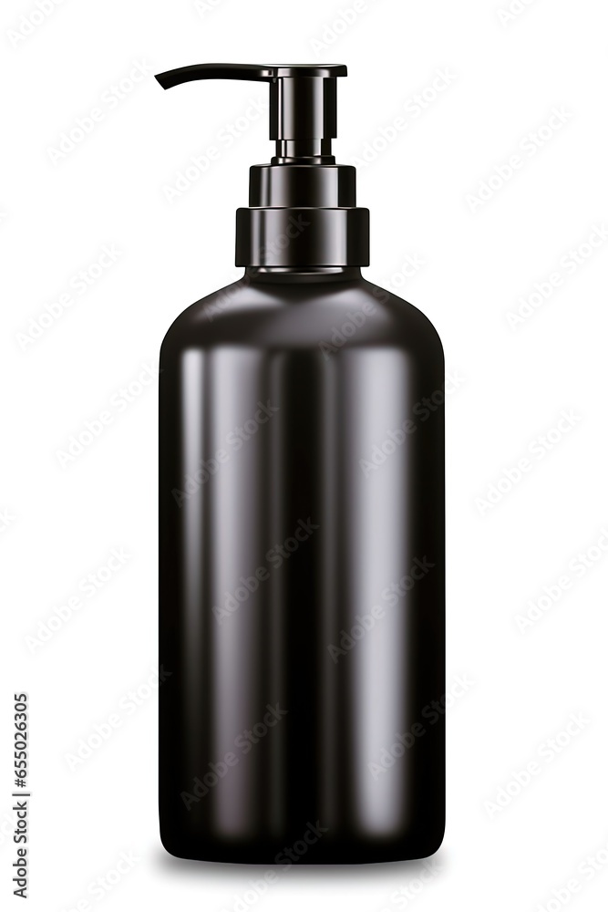 Fototapeta premium Antiseptic gel black color container mockup, Black color plastic foam pump bottle mockup isolated on white background