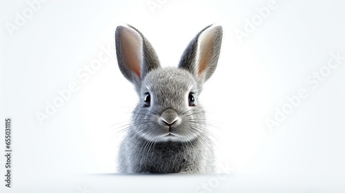 Cute grey rabbit isolated on white background