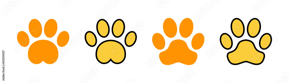 Paw icon set for web and mobile app. paw print sign and symbol. dog or cat paw Paw icon set for web and mobile app. paw print sign and symbol. dog or cat paw