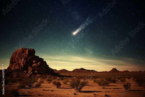 A meteor hits the desert at night. Generative AI