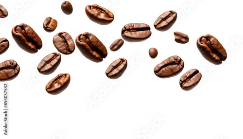 falling coffee beans isolated on a white background