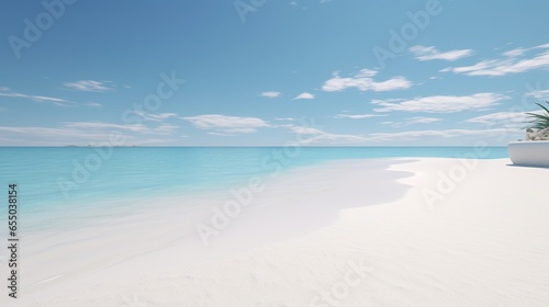 Beautiful white sand beach and turquoise sea with blue sky