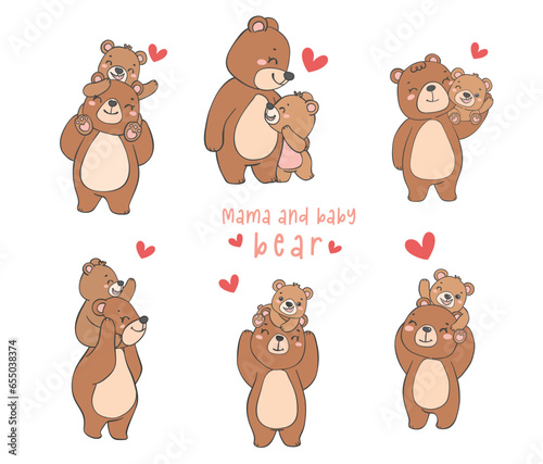 cute Mother bear and Baby Bear having Heartwarming moment together Cartoon Doodle Illustration collection  mother day