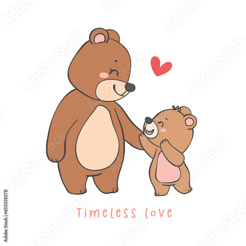 cute Mother bear and Baby Bear having Heartwarming timeless love moment together Cartoon Doodle Illustration collection, mother day