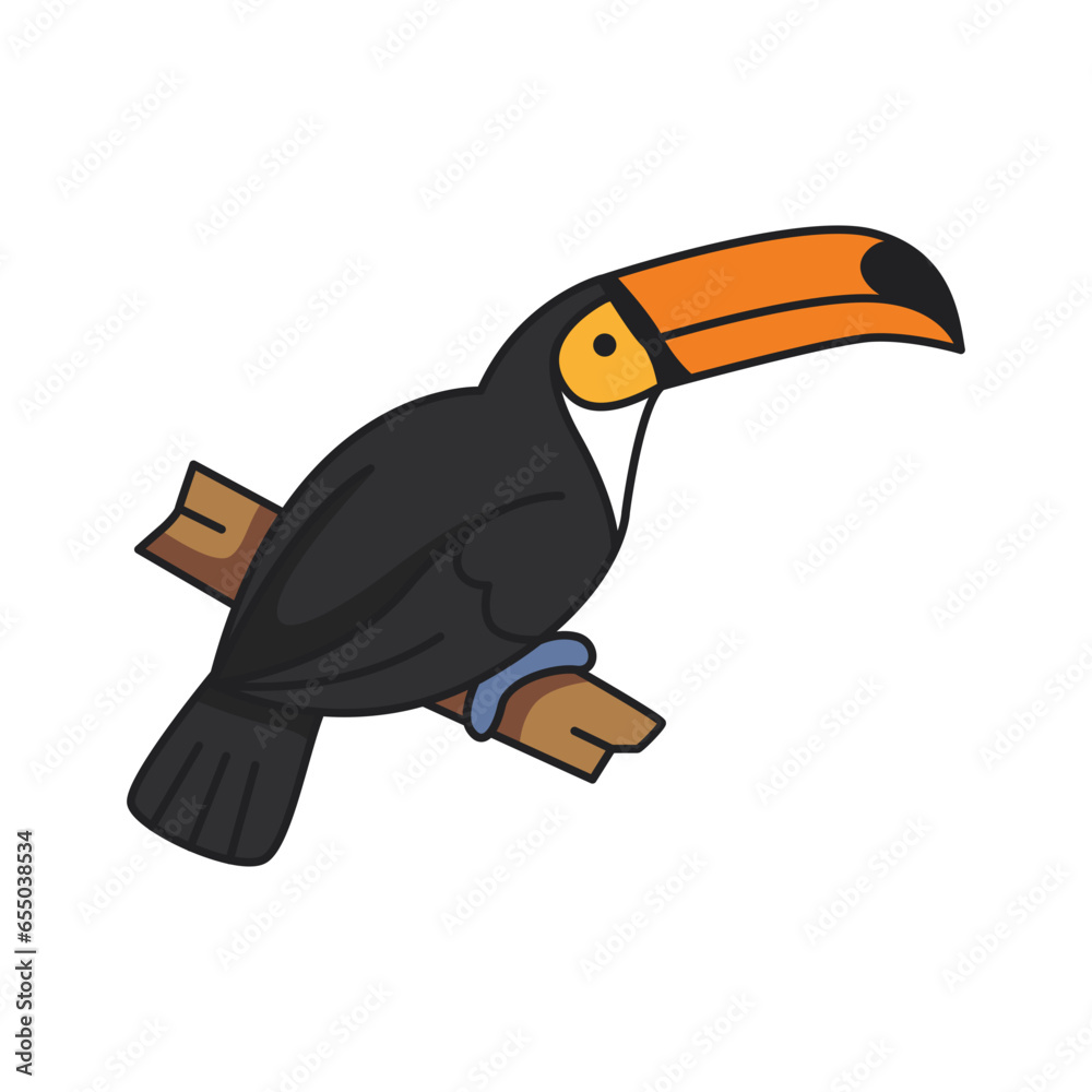 Naklejka premium Toucan bird cartoon icon vector isolated on white background for your web and mobile app design, Toucan bird logo concept