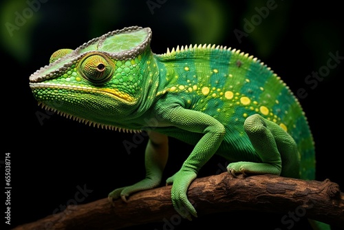 stunning emerald chameleon. Generative AI © Joseph