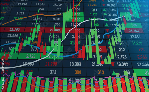 stock market graph on the screen, Economic stock trading graphic design experiences ups and downs in price