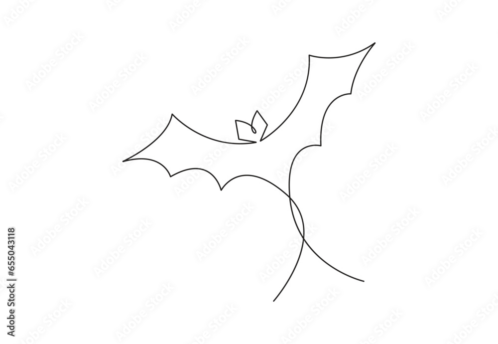 Continuous one line drawing of cute flying bat for nature lover organization logo identity. Nocturnal mammal animal mascot concept for comic hero symbol. White background vector illustration. Continuous one line drawing of cute flying bat for nature lover organization logo identity. Nocturnal mammal animal mascot concept for comic hero symbol. White background vector illustration.