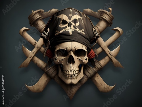 pirate skull face, created by ai generated photo
