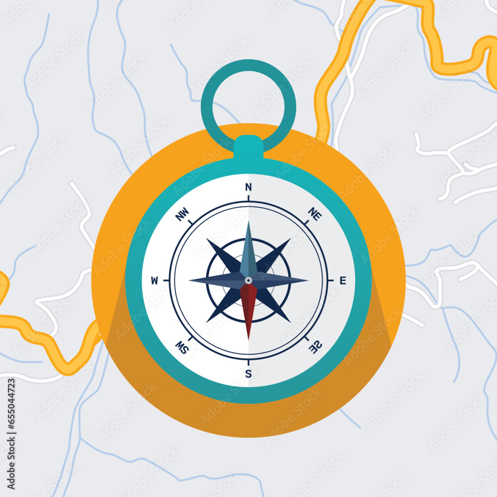 Vector flat map compass background Vector flat map compass background