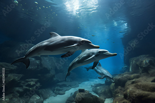 dolphins swim © wendi