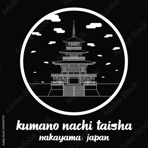 Circle Icon line Kumano nachi taisha. vector illustration