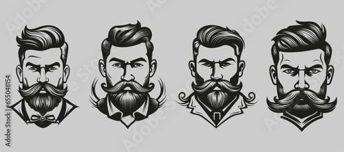 Set Silhouette Barbershop Logo Illustration Vector. Capture the essence of traditional barbershops with this extensive collection of silhouette barbershop logo illustrations in vector format