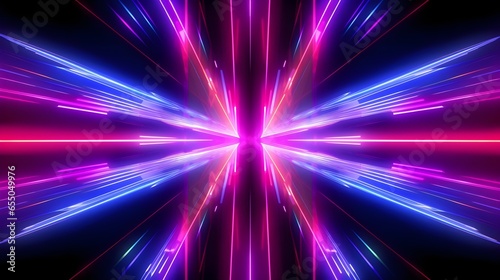 Digital Cosmos: Mesmerizing 3D Abstract Journey Through a Neon Tunnel