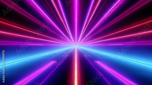 Cybernetic Symphony: Abstract 3D Rendering of a Futuristic Neon Light Tunnel