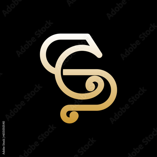 Letters S and C or SC line logo design. Linear minimal stylish emblem. Luxury elegant vector element.