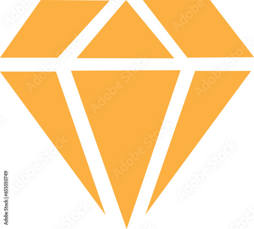 yellow Diamond icon. Gaming, precious crystal stone flat style sign for mobile concept and web design. Game diamond outline icon. Rich symbol, logo isolated on transparent background.