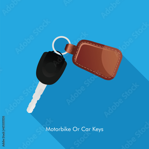 Vector motorbike or car key on a blue background