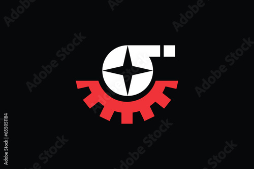 Sigma and gear trendy vector logo design