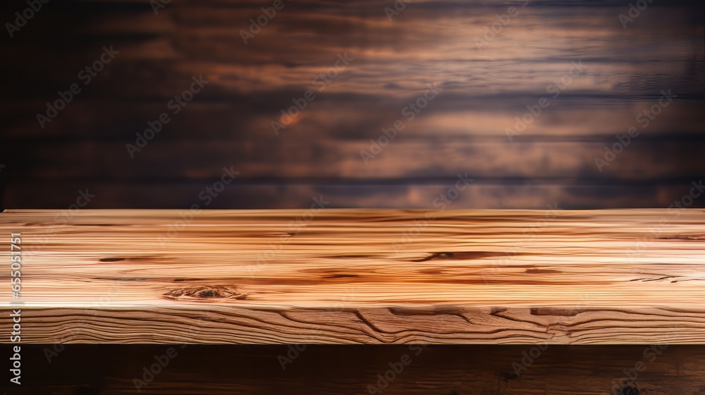 Photo of a rustic wooden table against a textured wooden wall - Suitable for product Photography -created with Generative AI technology Photo of a rustic wooden table against a textured wooden wall - Suitable for product Photography -created with Generative AI technology