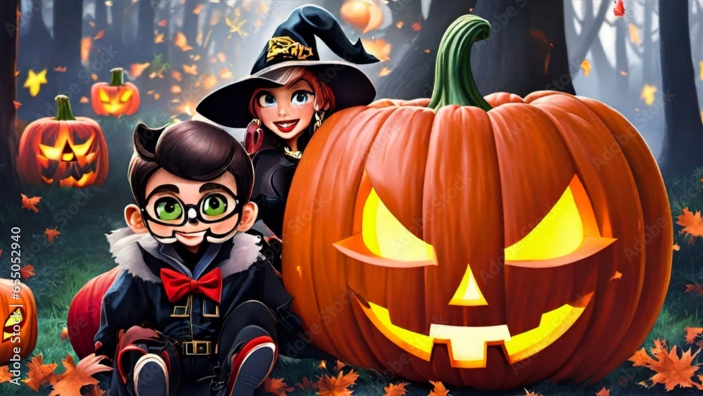 halloween jack o lantern pumpkin AI generatif