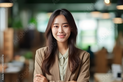 Asian young female happy pretty smiling professional business.generative ai