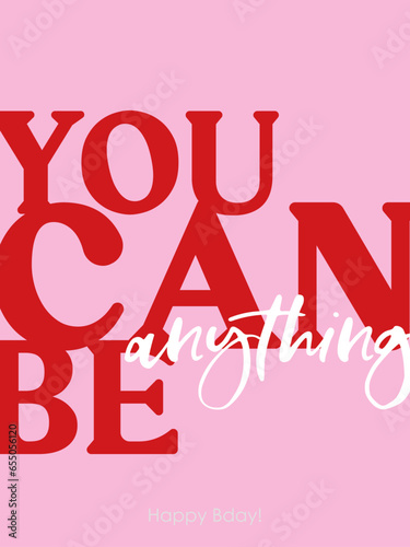 Affirmation pink barbie background vector. Wallpaper design with text. Illustration for prints, wall art, cover, wrapping, poster