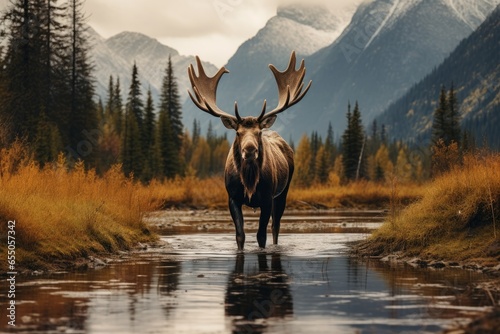 Wildlife photography with moose in natural habitat photo