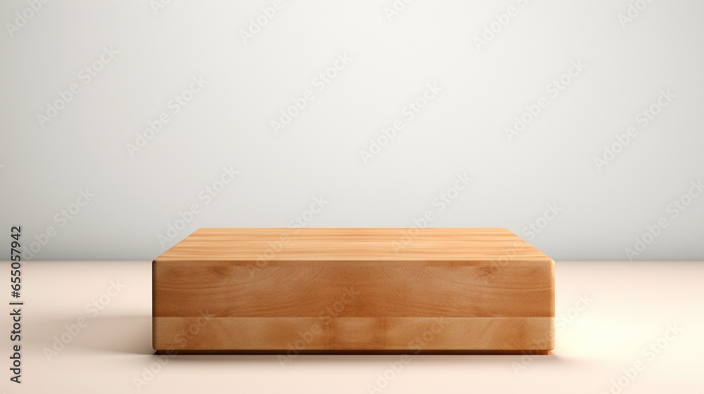 square wooden podium isolated