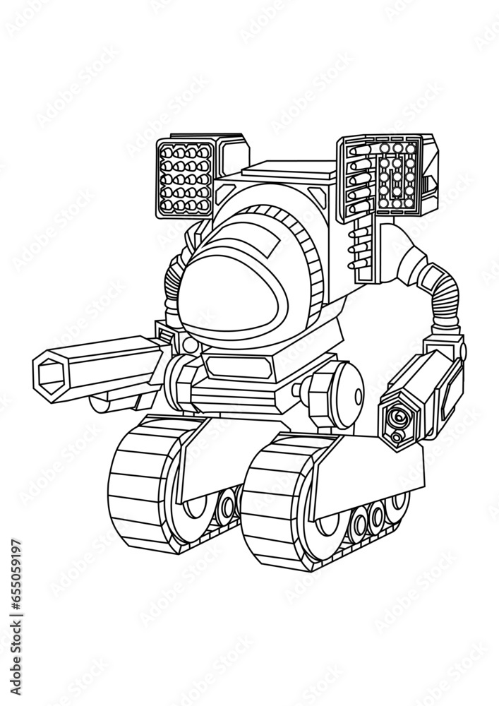 Mechanical robotic vector line art cartoon Mechanical robotic vector line art cartoon