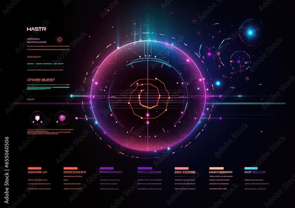 abstract technology futuristic concept, theme of artificial intelligence, Futuristic Sci fi Neon. HUD technology.