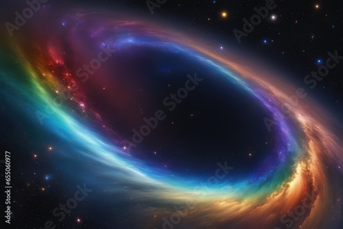 Polychromatic starry backdrop resembling a rainbow