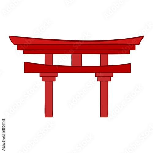Vector torii japanese gate on white