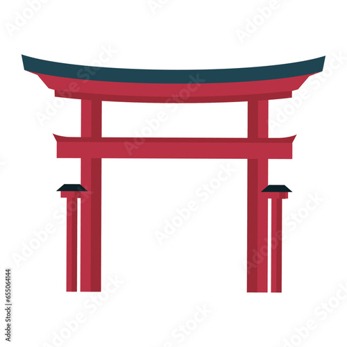 Vector torii japanese gate on white background