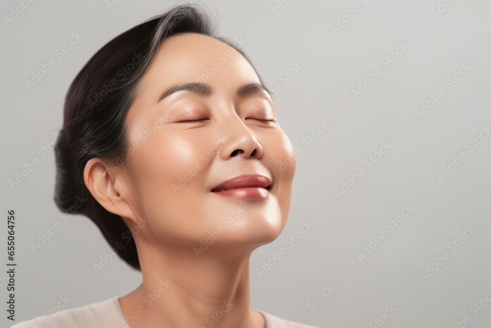 Portrait of a happy senior woman with closed eyes and closed eyes Portrait of a happy senior woman with closed eyes and closed eyes