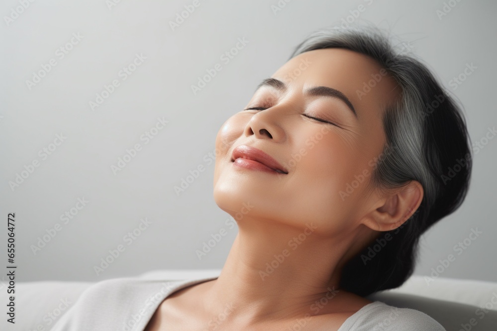 Portrait of a happy senior woman with closed eyes and closed eyes Portrait of a happy senior woman with closed eyes and closed eyes