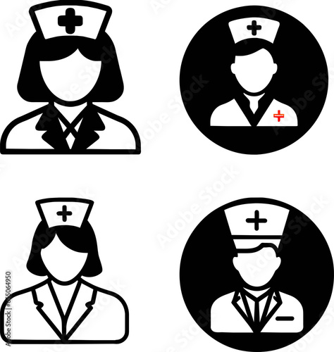 set of nurse icon vector