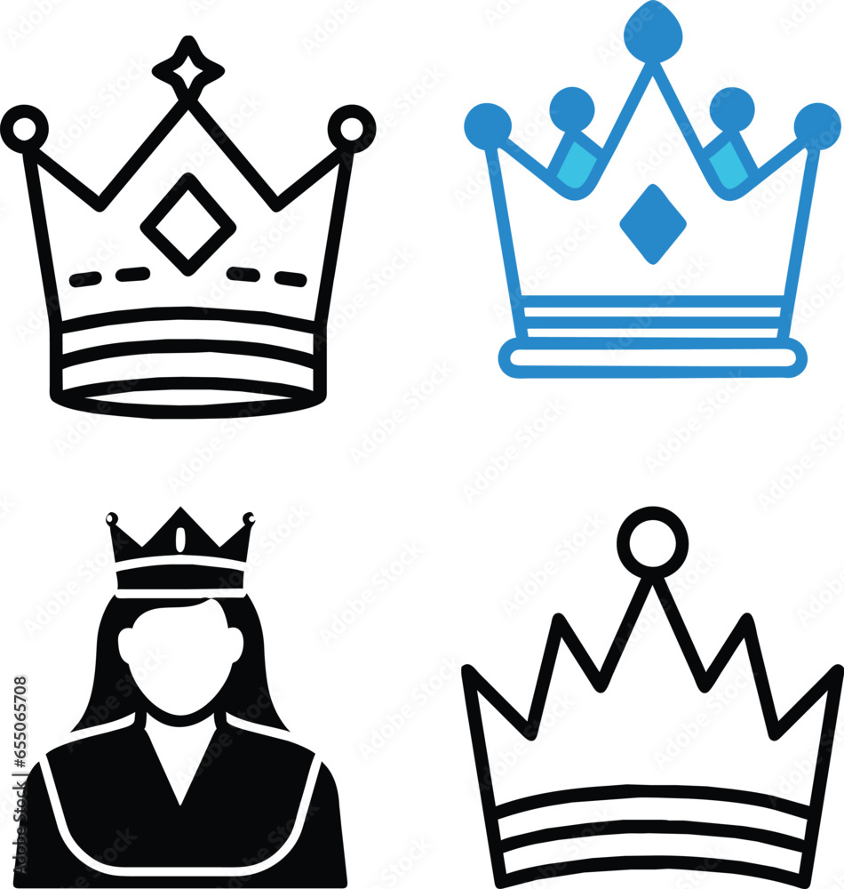 set of queen crown icon vector set of queen crown icon vector