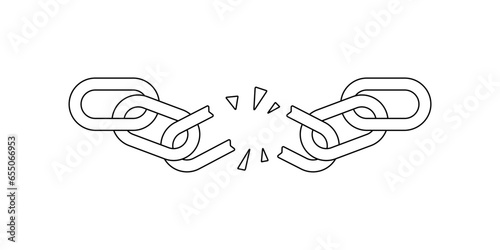 Broken chain line silhouette. Vector minimalist linear illustration.
