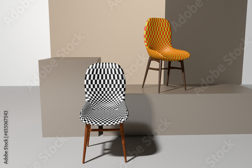 Minimalistic chairs interrior design. photo