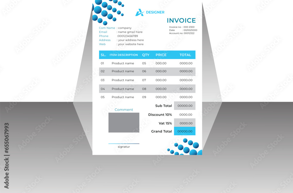 Obraz premium Vector invoice minimal design template bill form business invoice accounting
