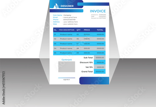 Vector invoice minimal design template bill form business invoice accounting