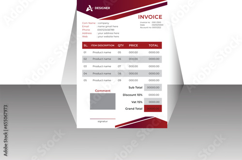 Vector invoice minimal design template bill form business invoice accounting