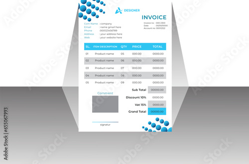 Vector invoice minimal design template bill form business invoice accounting