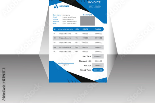 Vector invoice minimal design template bill form business invoice accounting