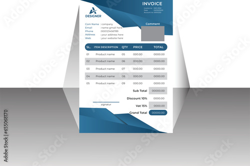 Vector invoice minimal design template bill form business invoice accounting