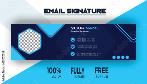 Colorful Email Signatures Template Vector Design, Email Footer, and Personal Social Media Cover, a modern banner template design for web and mobile websites