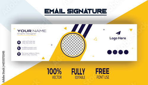 Colorful Email Signatures Template Vector Design, Email Footer, and Personal Social Media Cover, a modern banner template design for web and mobile websites